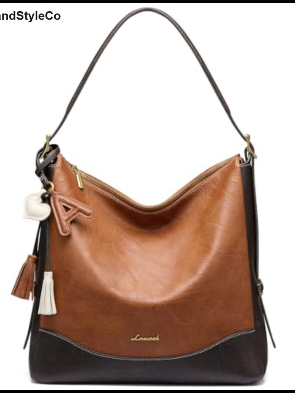 Vegan Leather Hobo Bag with Cup Holder, Adjustable Crossbody Strap - Picture 1 of 6